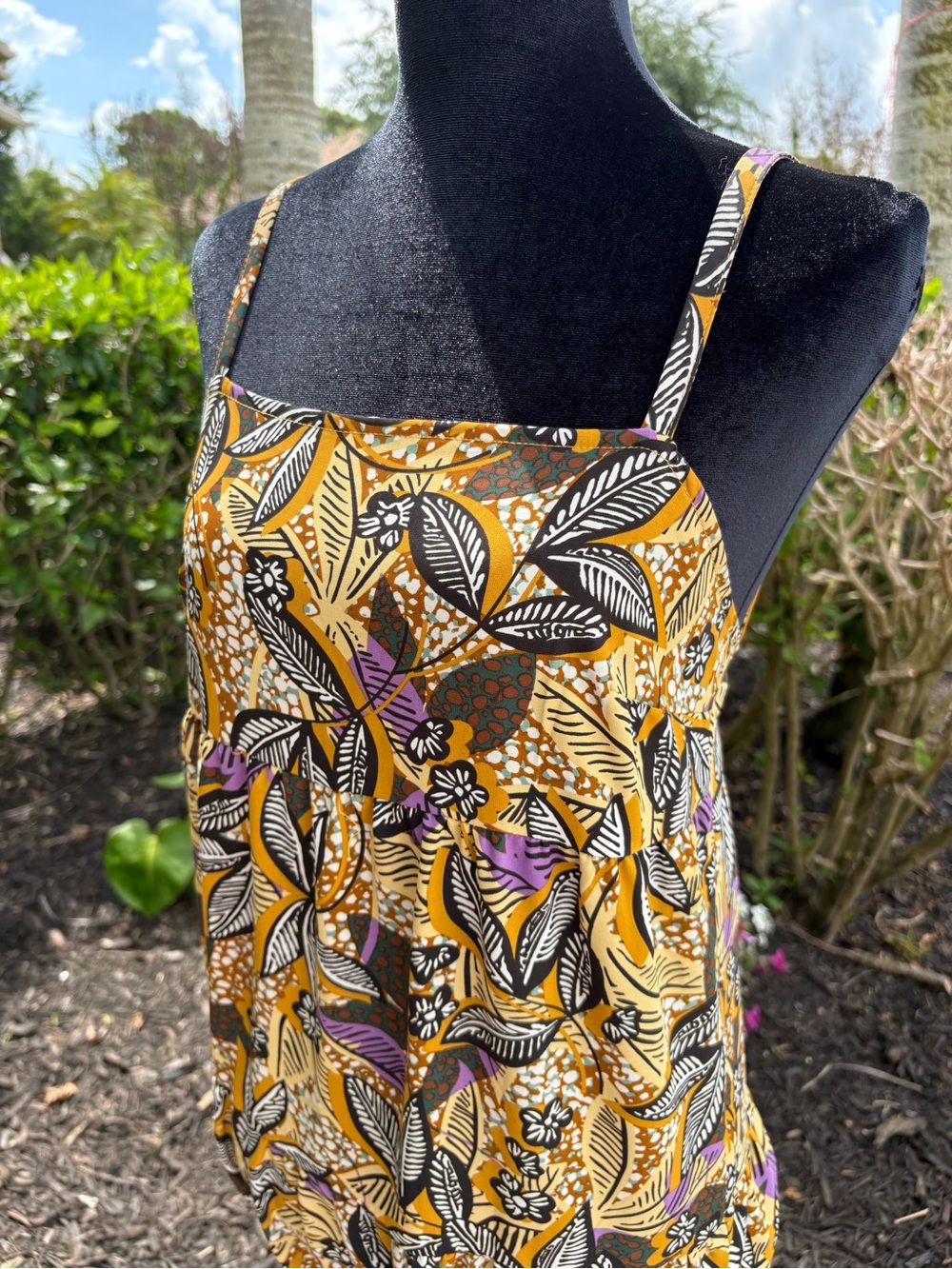 Boho Mustard Floral Spaghetti-Strap Maxi Dress